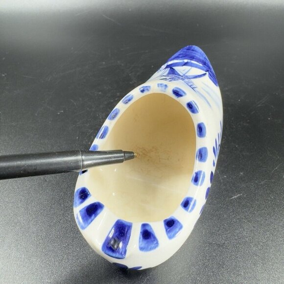 Elesva Holland Delft Ashtray Ceramic Clog Shoe Windmill Hand Painted Vintage - Picture 6 of 14